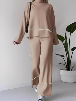 Conjunto de Tricô com Suéter Mullet Gola Alta e Calça Confortável – Kim